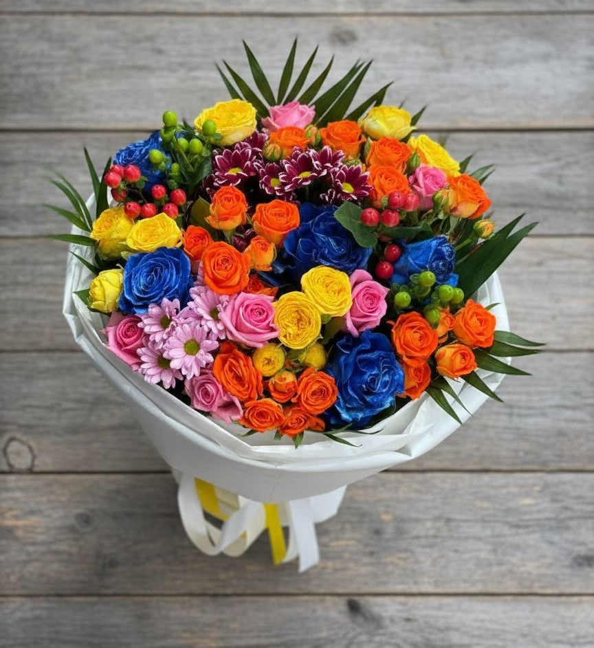 Букет цветов из: Розы и Хризантемы в Приупский