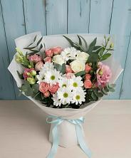 Букет цветов из:  Розы, Лизиантусы и Хризантемы в Приупский