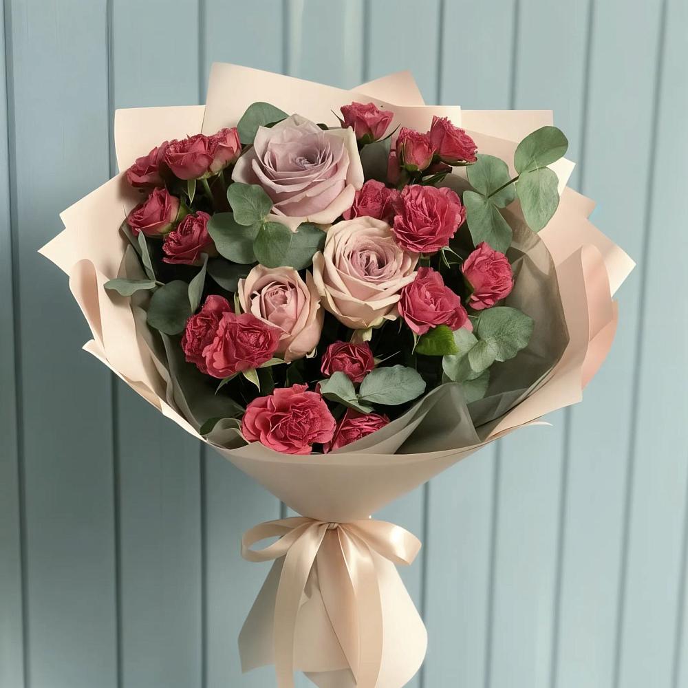 Букет цветов из: Гвоздики и Розы в Приупский