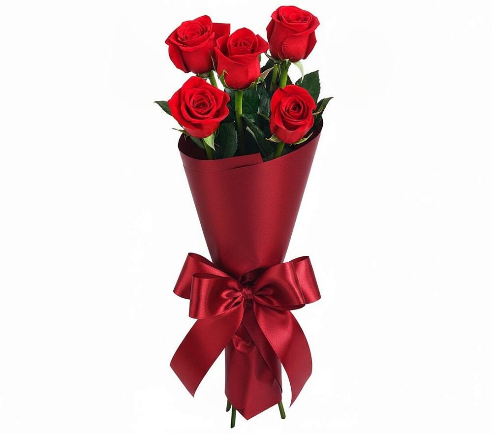 Букет 5 Красных роз Эдлесс Лав в Приупский