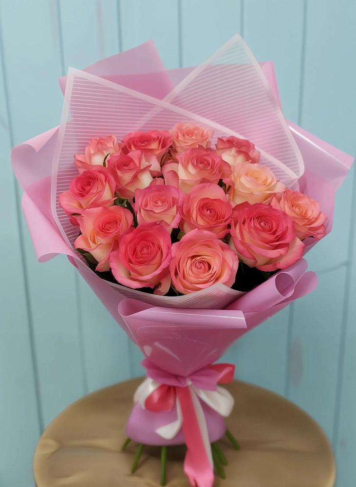 Букет 15 Розовых роз Равель в Приупский