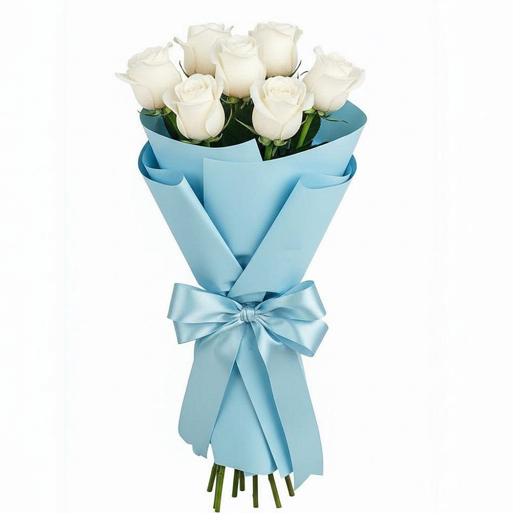 Букет 7 белых роз Проуд в Приупский