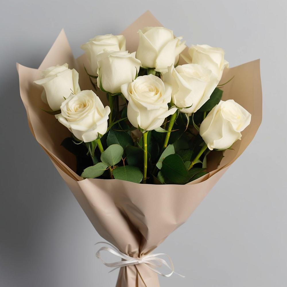 Букет 9 Белых роз Эдлесс Лав в Приупский