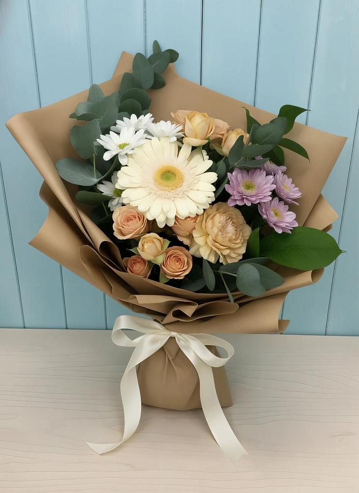Букет цветов из: Герберы и Хризантемы в Приупский