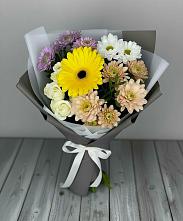 Букет цветов из:  Розы, Герберы и Хризантемы в Приупский