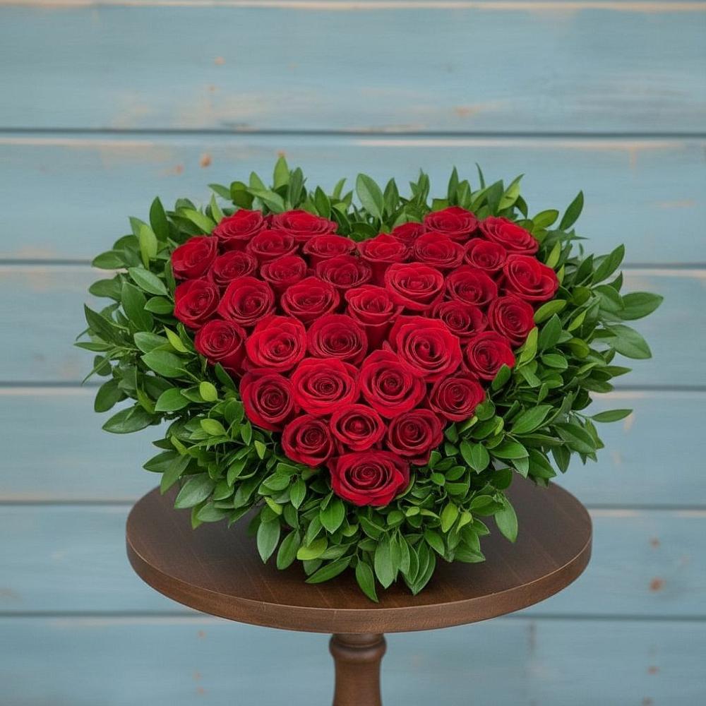 Цветочная композиция из Розы в виде сердца в Приупский