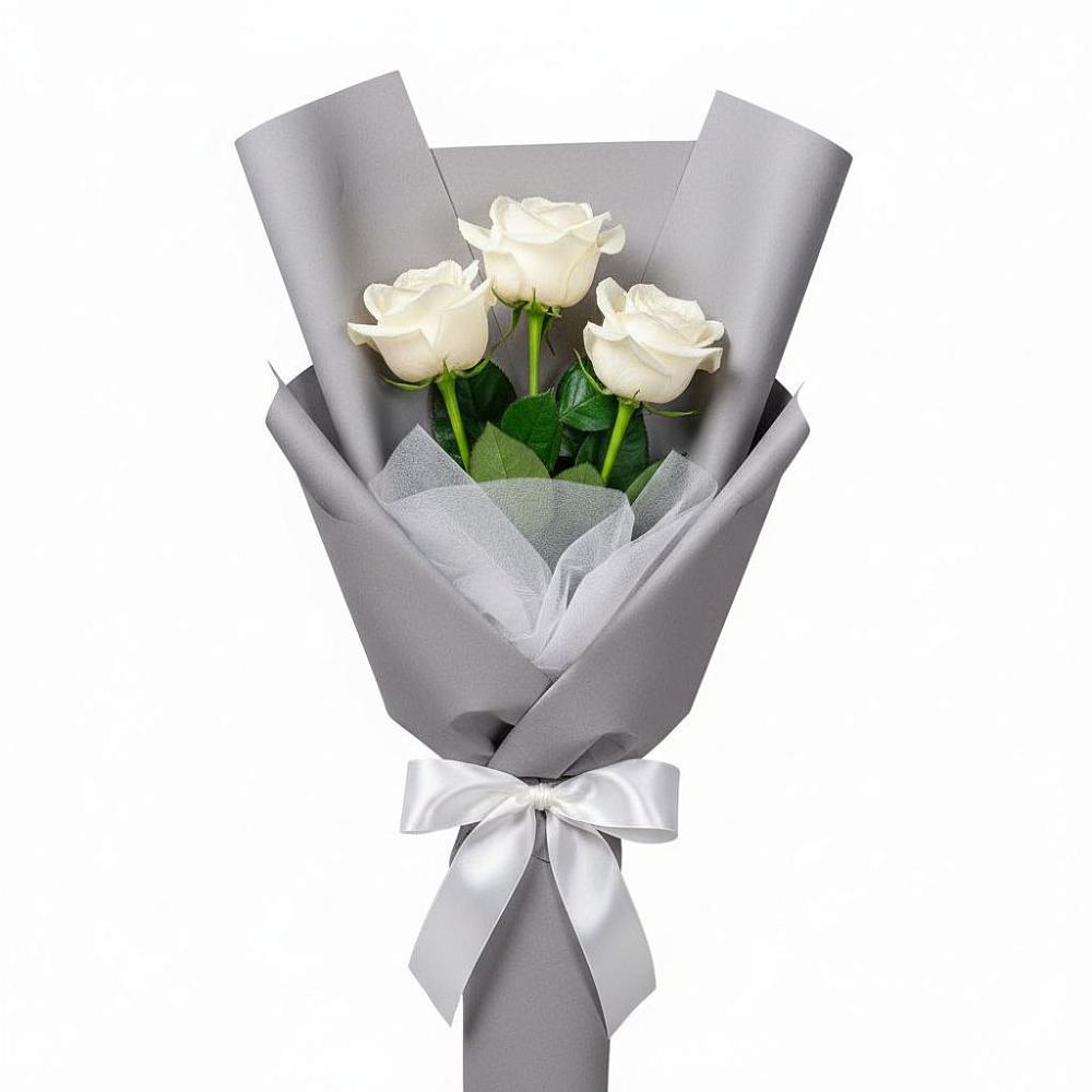 Букет 3 белые розы в Приупский