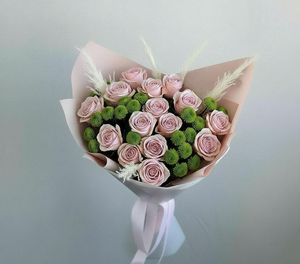 Букет цветов из: Розы и Хризантемы в Приупский