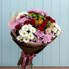 Букет цветов из:  Розы, Хризантемы и Альстромерии #REPLACE_PRED# Приупский