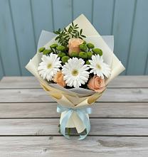 Букет цветов из:  Герберы, Розы и Хризантемы #REPLACE_PRED# Приупский