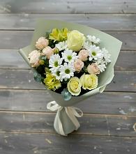 Букет цветов из:  Альстромерии, Розы и Хризантемы в Приупский
