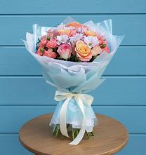 Букет цветов из:  Хризантемы и Розы в Приупский