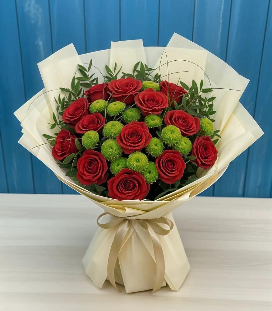 Букет цветов из: Розы и Хризантемы в Приупский